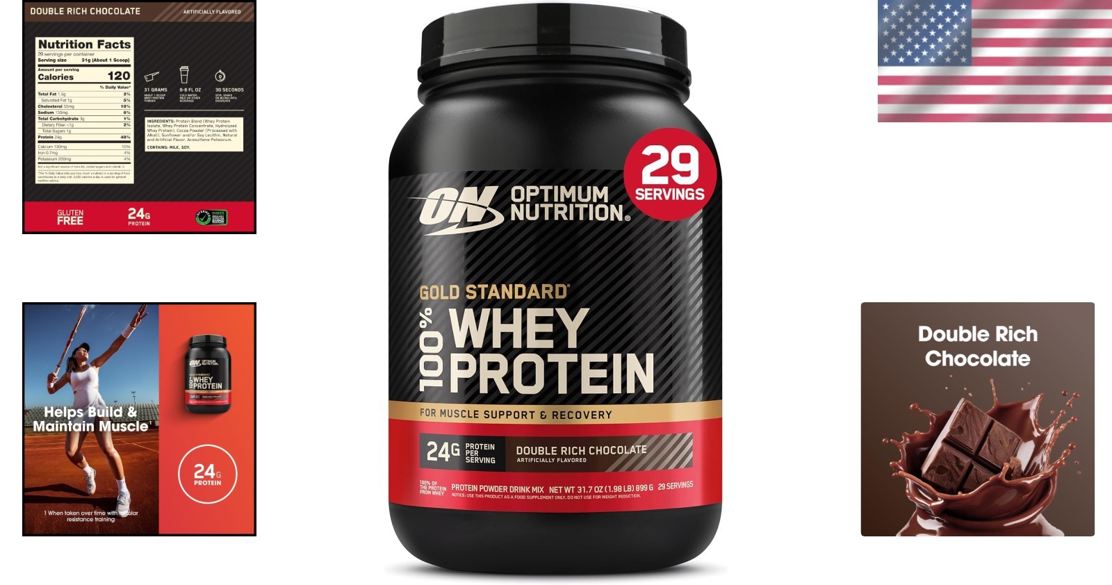 Gluten Free & Keto-Friendly Whey Protein Powder – 2 lb Double Rich Chocolate