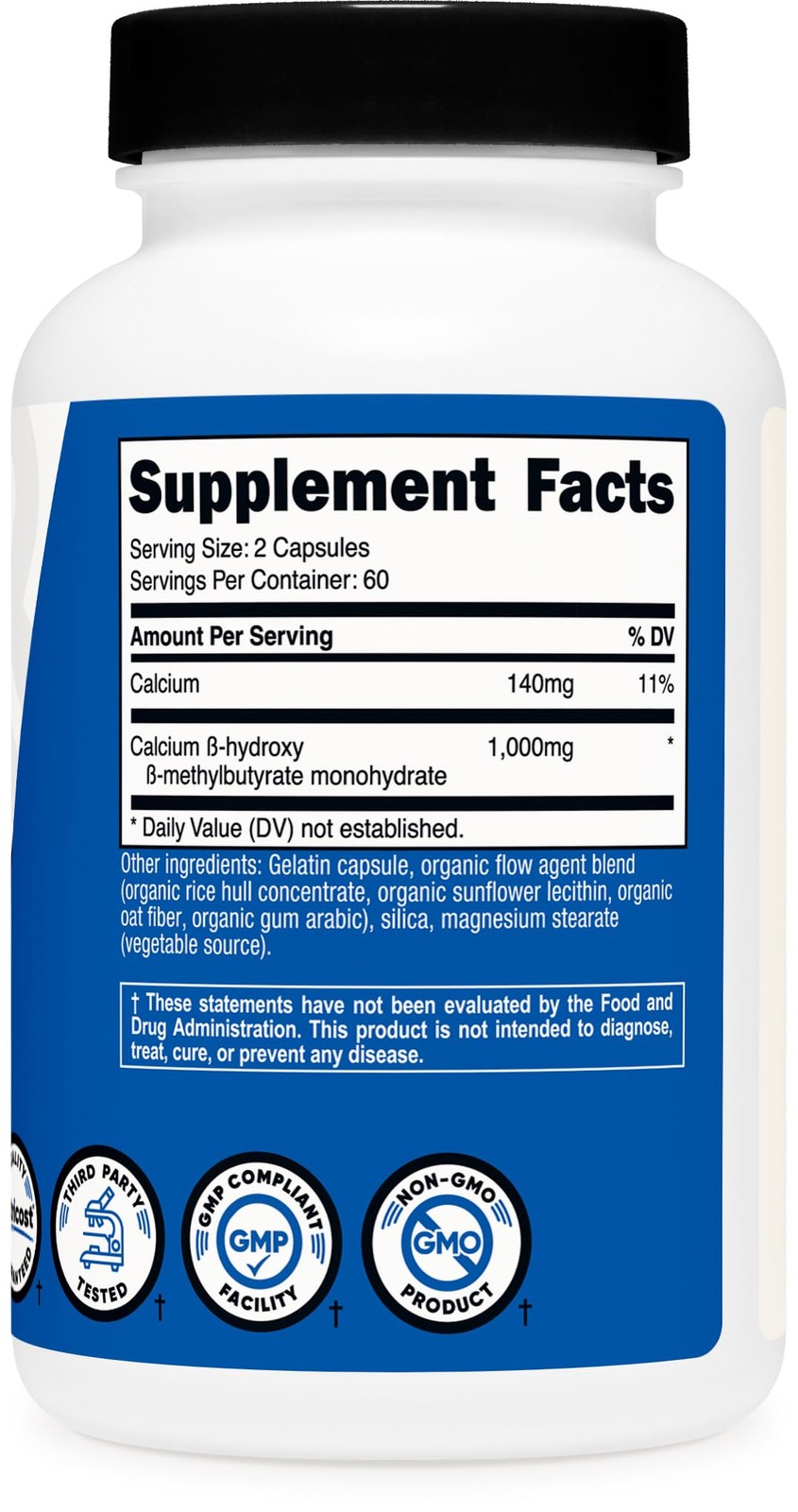 Nutricost HMB (Beta-Hydroxy 120 Count (Pack of 1), Multicolor