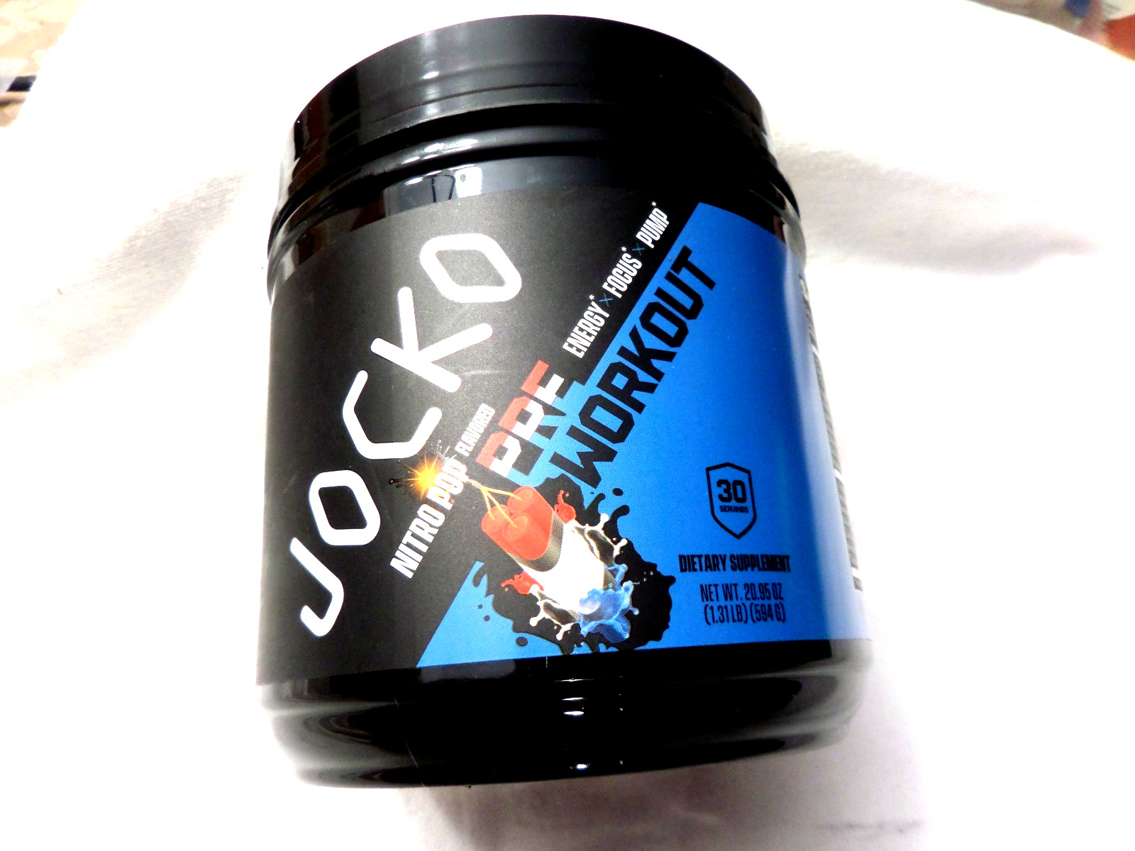 Jocko Pre-Workout Energy Focus Pump Nitro Pop 30 Servings 20.95 oz, BB 07/2027