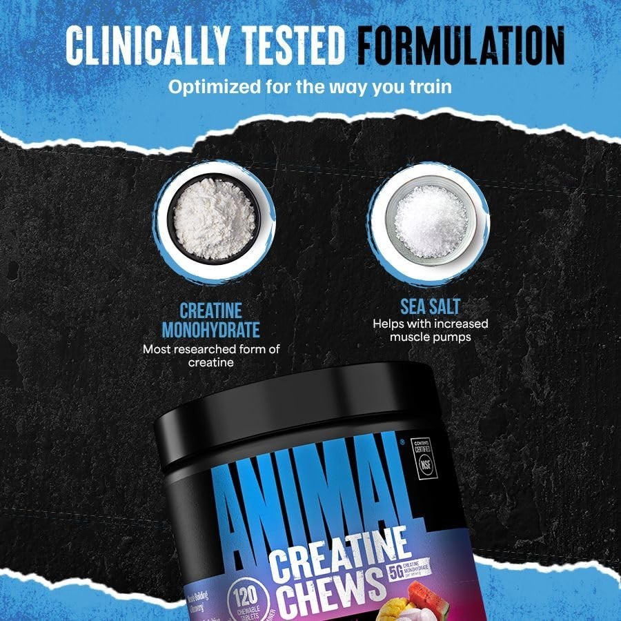 Enhanced Creatine Chews – Monohydrate with AstraGin & Sea Salt for Pumps – Fruit