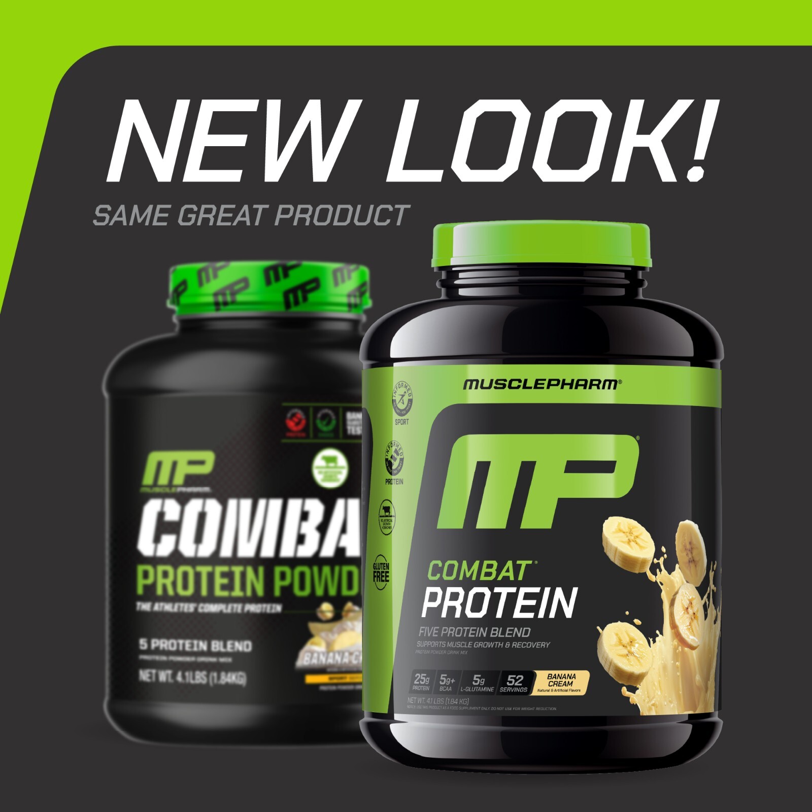 MusclePharm Combat Protein Powder – 4 lb, 52 Servings, Banana Cream