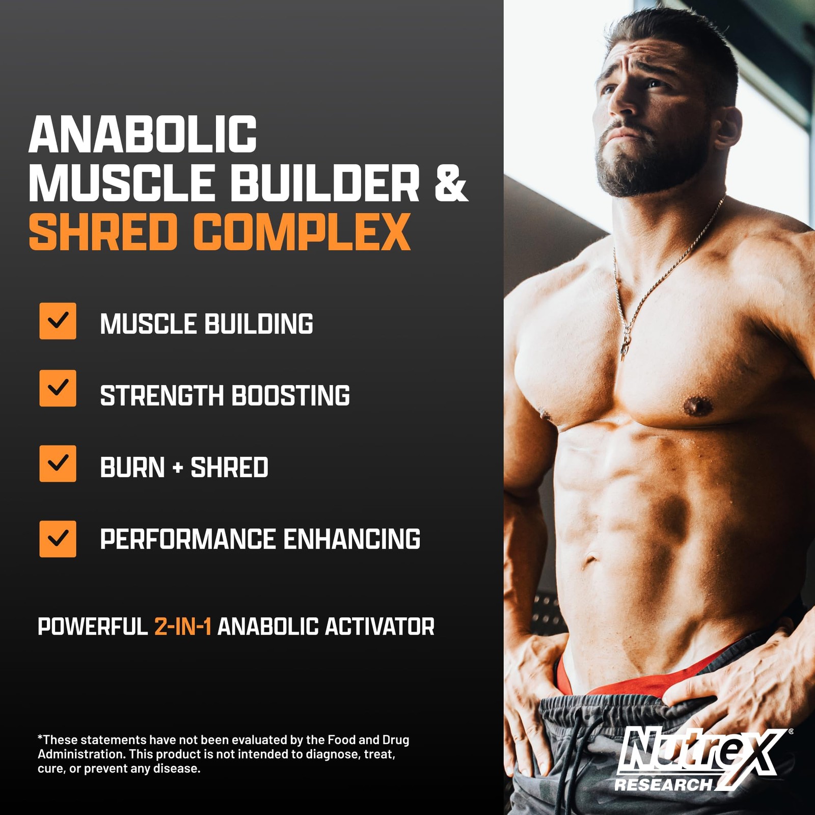 Nutrex Research Anabol Ripped Anabolic 2 in 1 Muscle Builder for Men Muscle Grow