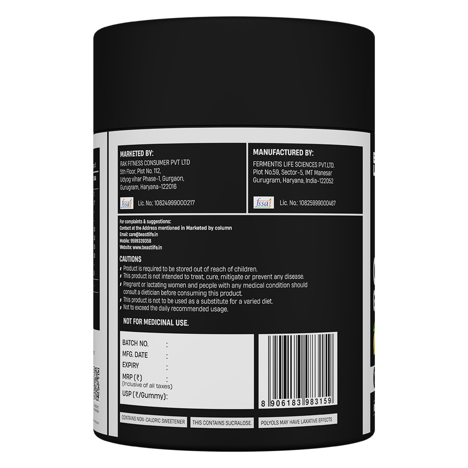 Beast Life Creatine Gummies 30 Count | Lemon | 3g Per Serving