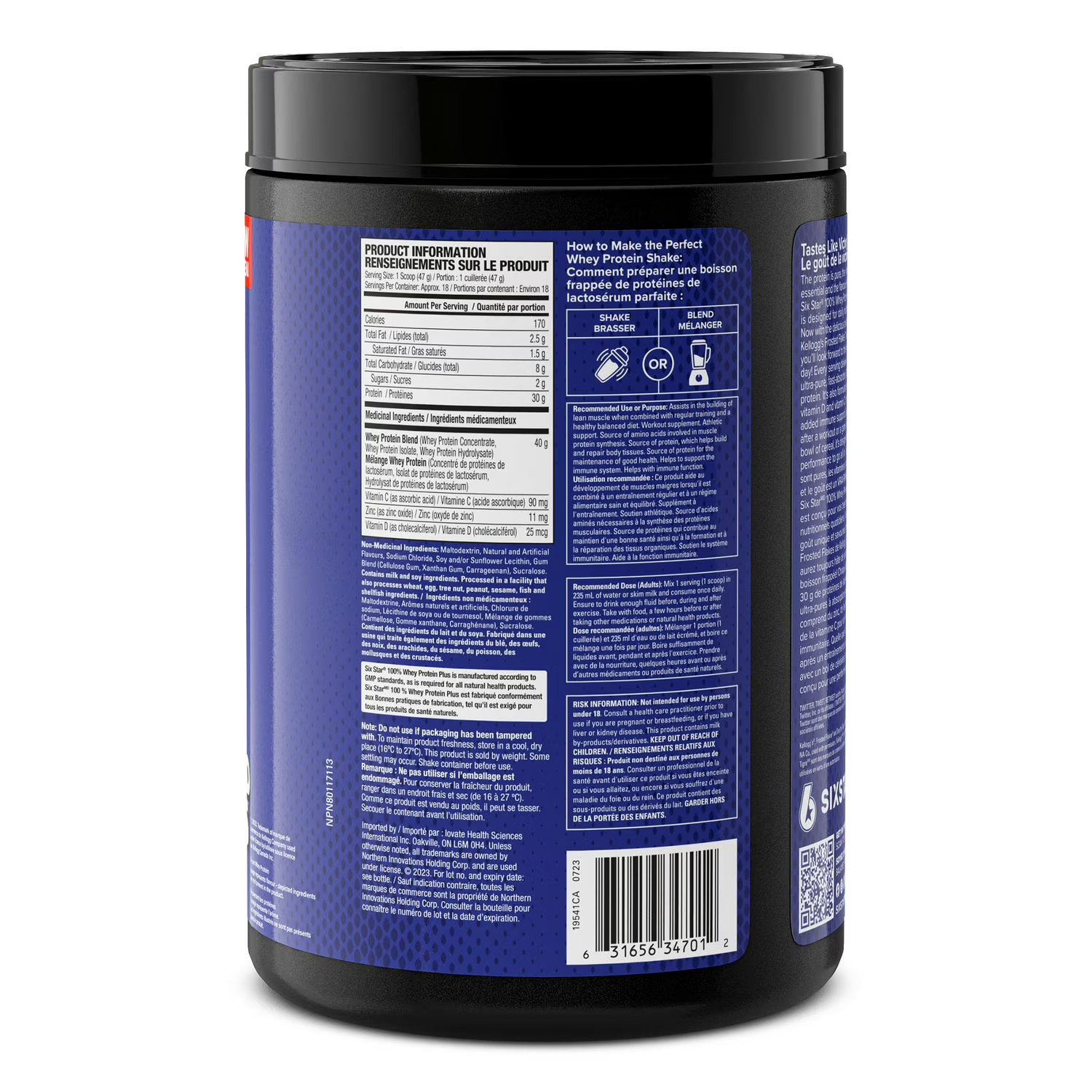 Six Star 100% Whey Protein Plus Kelloggs Frosted Flakes 1.81 lbs EXP 19 FEB/2027