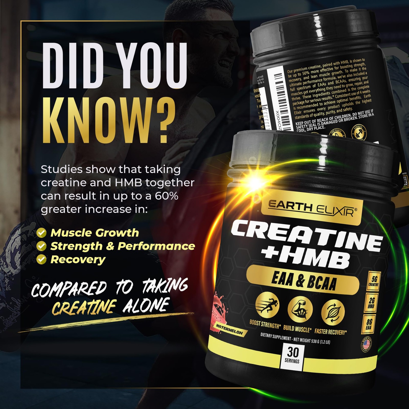 Creatine HMB Supplements for Men and Women w/Essential Amino Acids | EAA & BC…