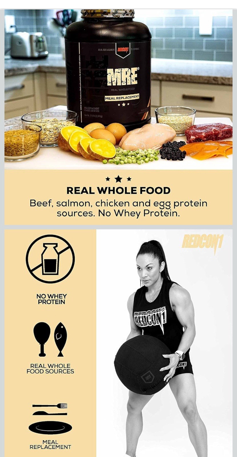 REDCON1 MRE MEAL REPLACEMENT Whole Food Protein 7lb No Whey 47g Protein 75g Carb
