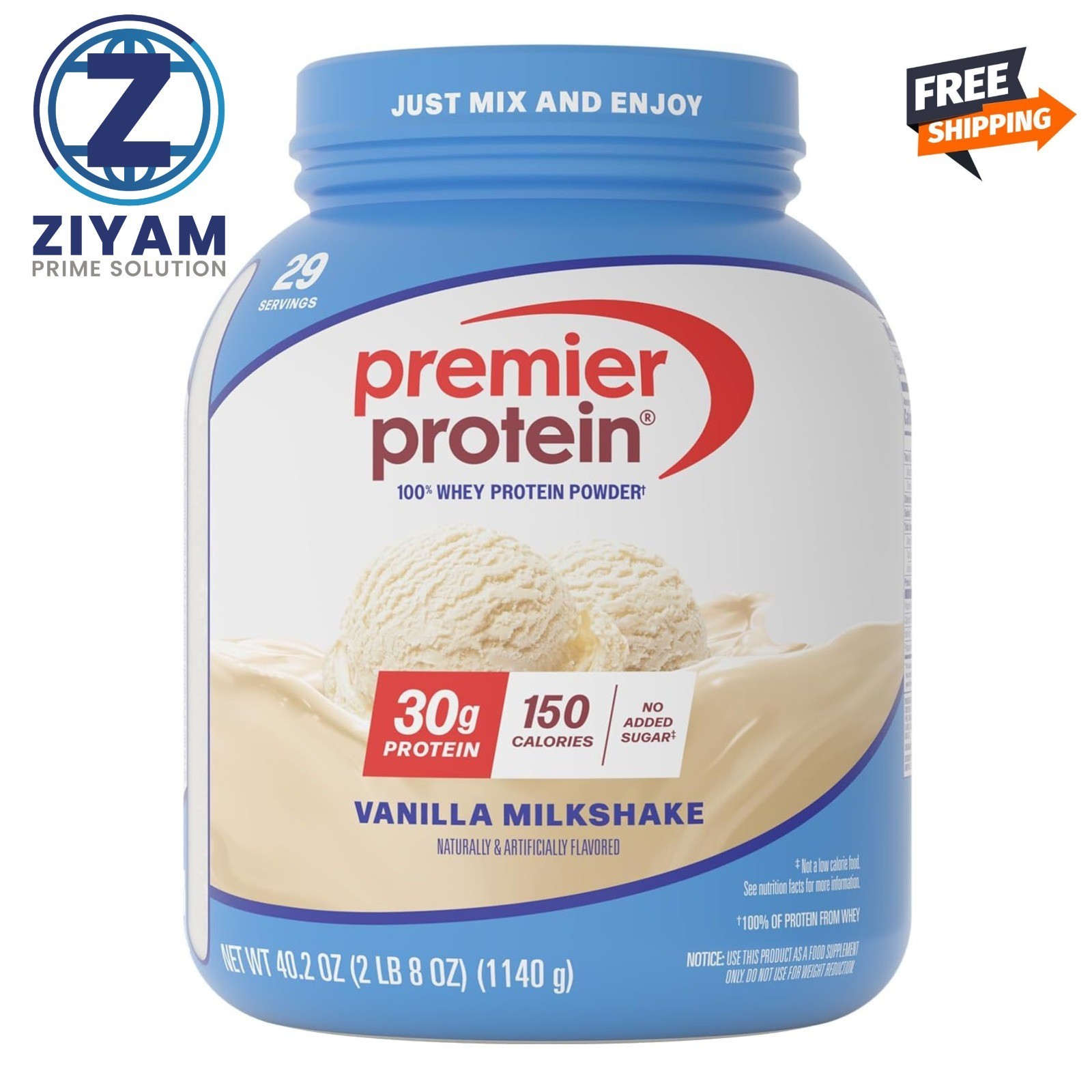 Premier Protein 100% Whey Protein Powder Vanilla Milkshake 30g Protein 29Serving