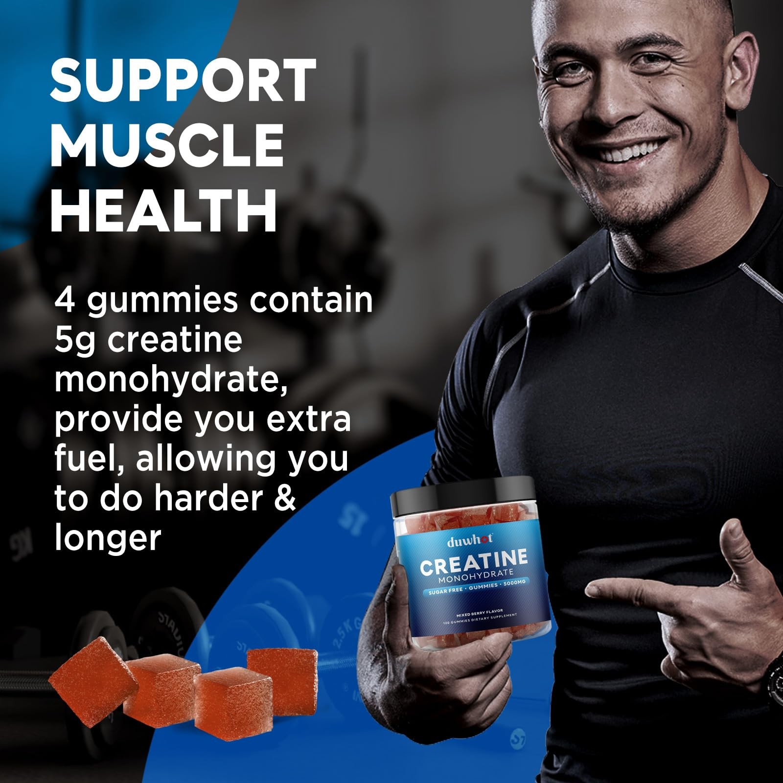 Creatine Monohydrate Gummies for Men, Creatine Monohydrate Chewables 5g Per S…