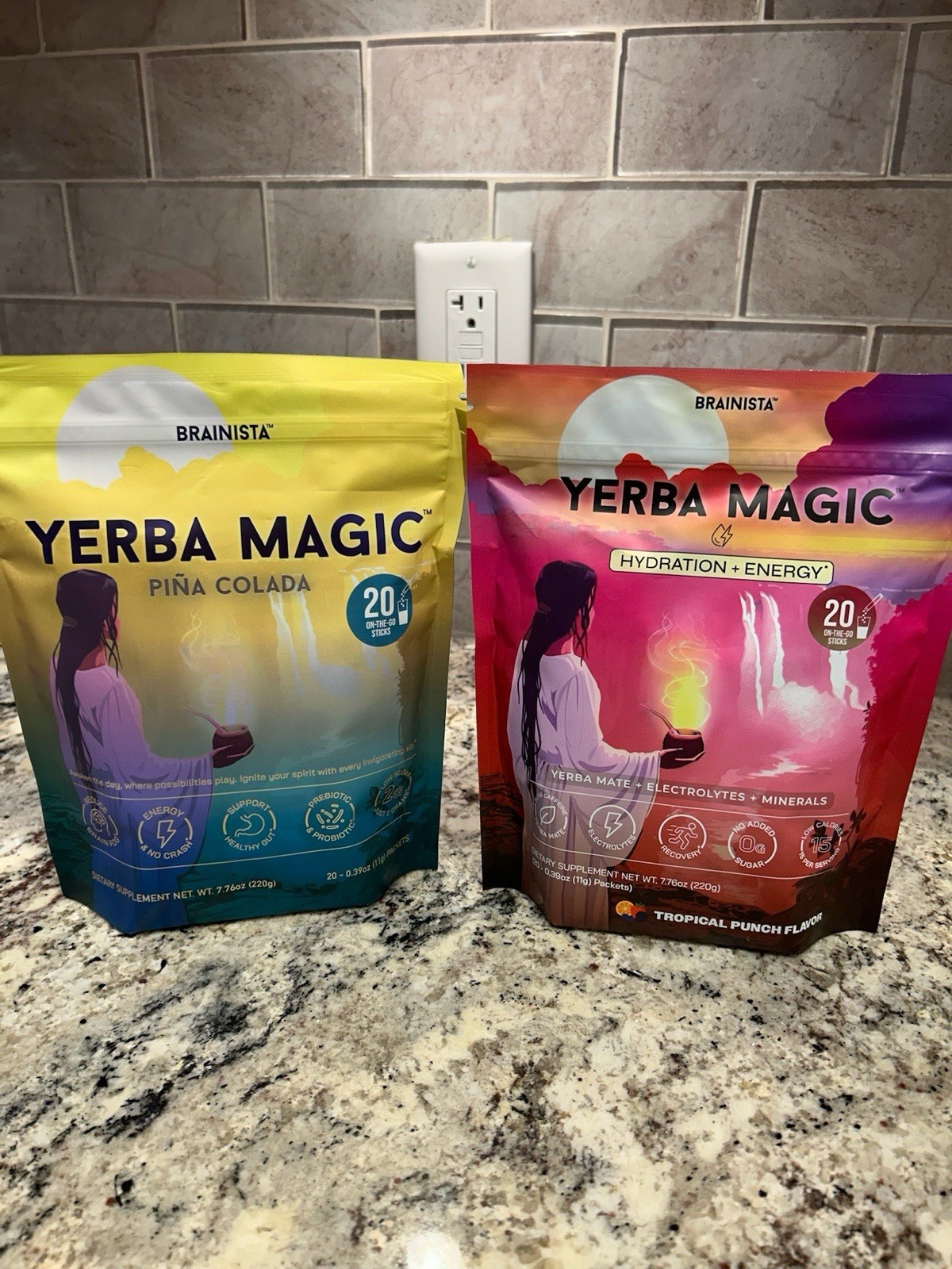 Brainista Yerba Magic Hydration + Energy Powder Tropical Punch & Pina Colada