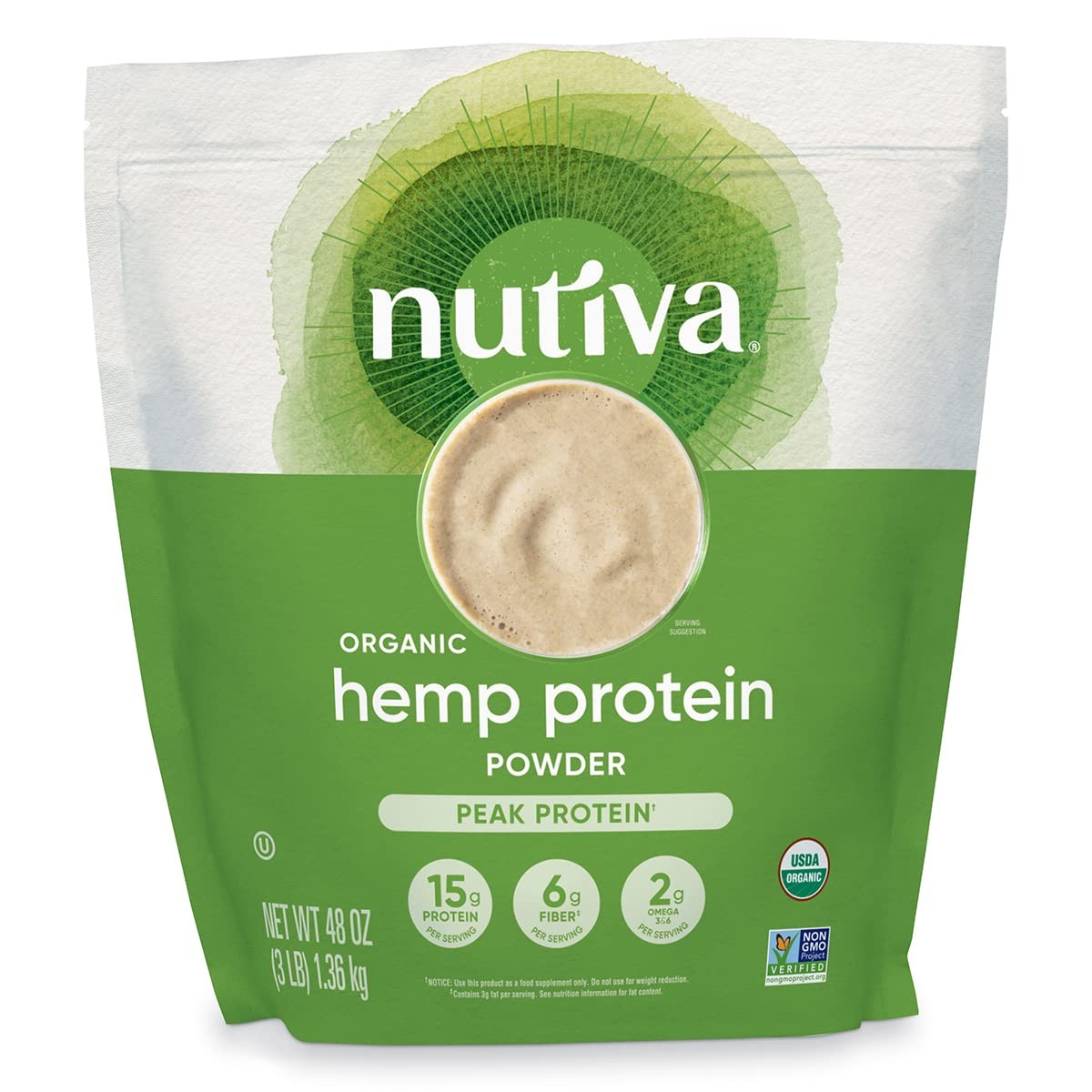 Nutiva Organic Raw Hemp Seed Protein Powder, 3 lb – Vegan, Keto, Gluten-Free