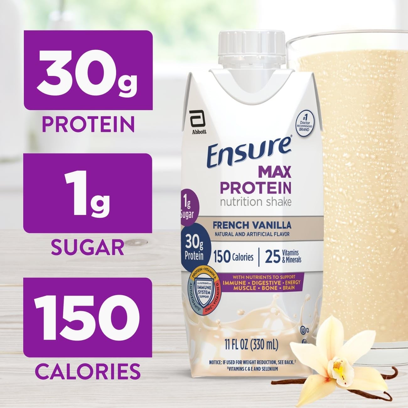 Ensure Max Protein Nutrition Shakes, Variety Pack, With 11 Fl Oz (Pack of 8)