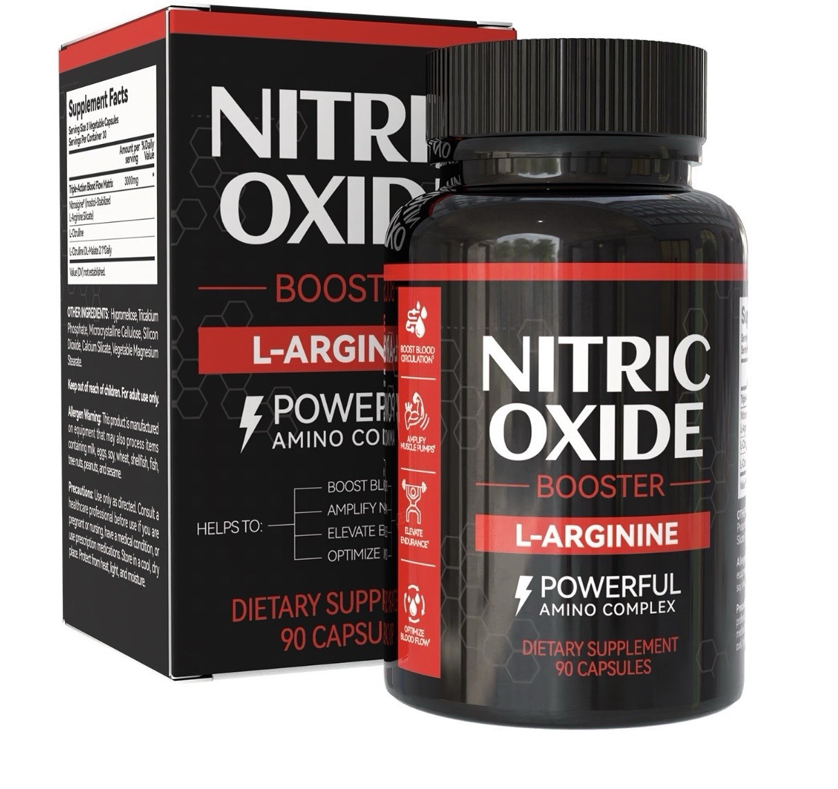 Force Factor Nitric Oxide Booster L-Arginine Amino Acid Capsules 90 Gym