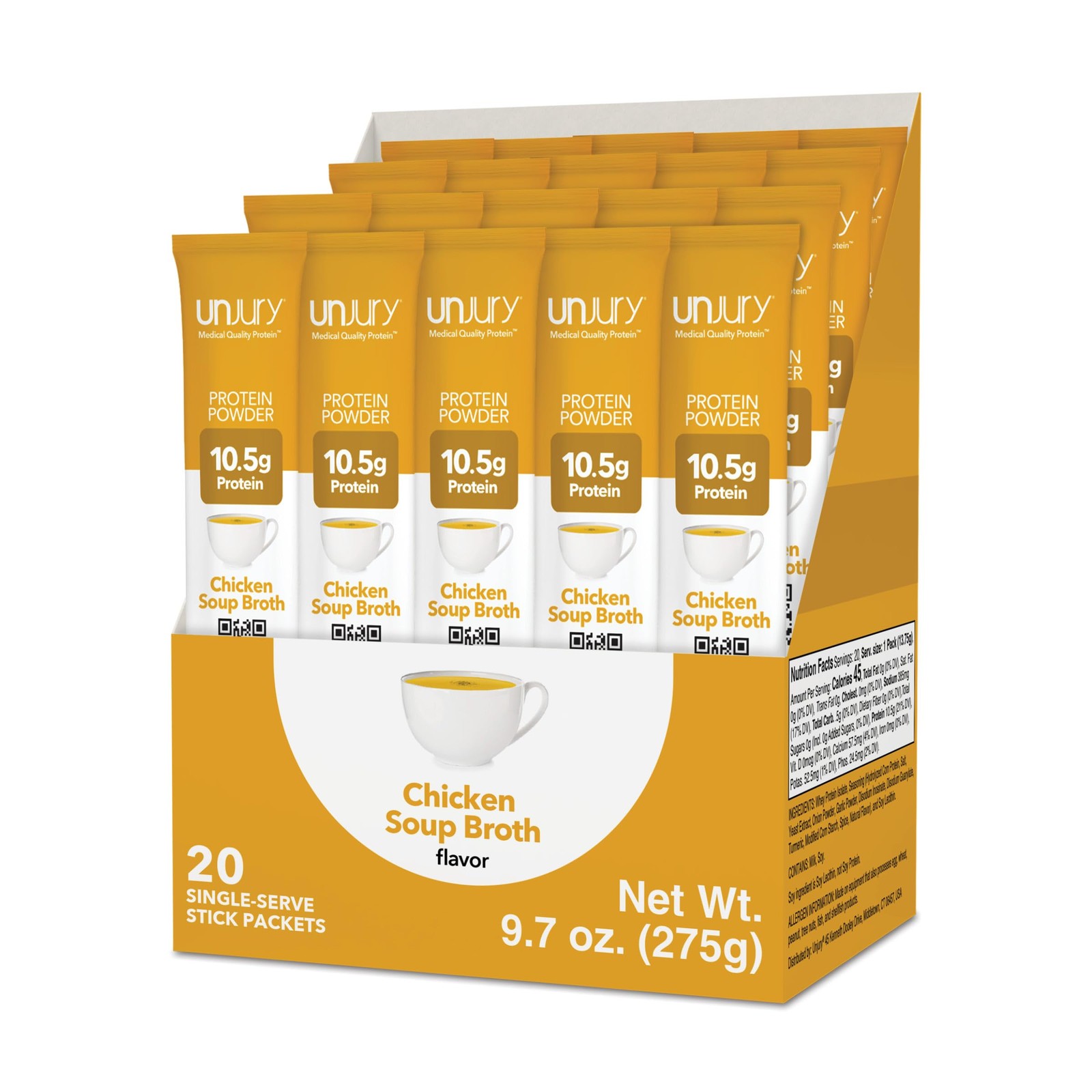 Unjury Whey Protein Powder Individual Stick Packs | Chicken Soup | 10.5g 100%…