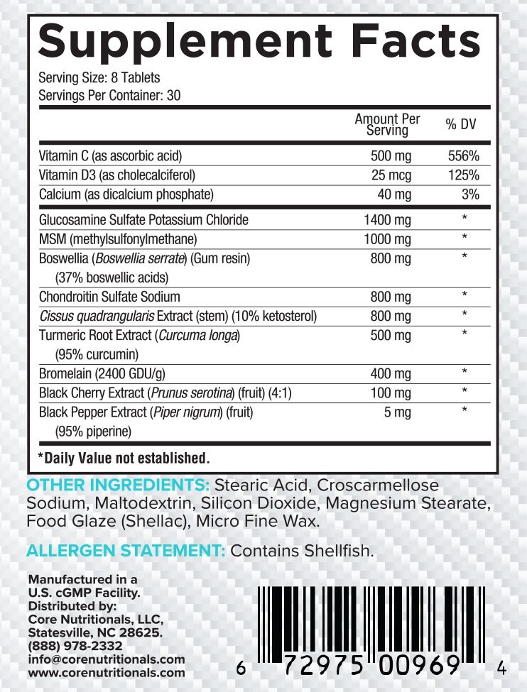 Core Nutritionals Flex Platinum Comprehensive Joint Health – 240 Tablets