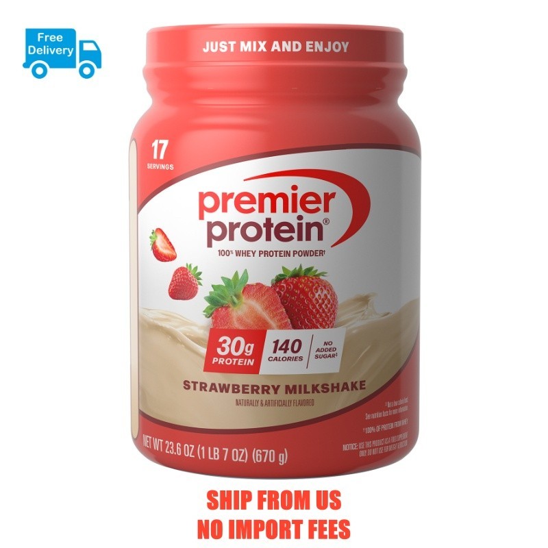 Premier Protein 100% Whey Protein Powder, Strawberry Milkshake, 30g Protein, 23.