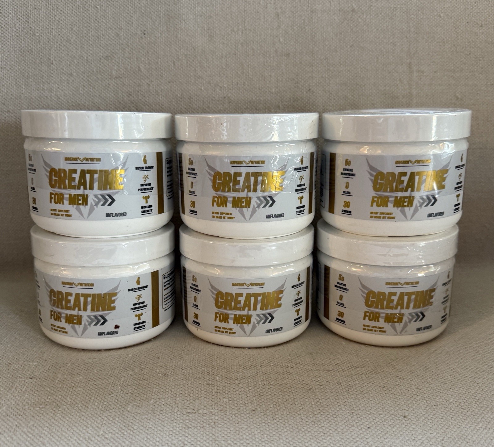6 Pk Maverick Nutrition Creatine Monohydrate Powder for Men 30 Servings Exp 6/26