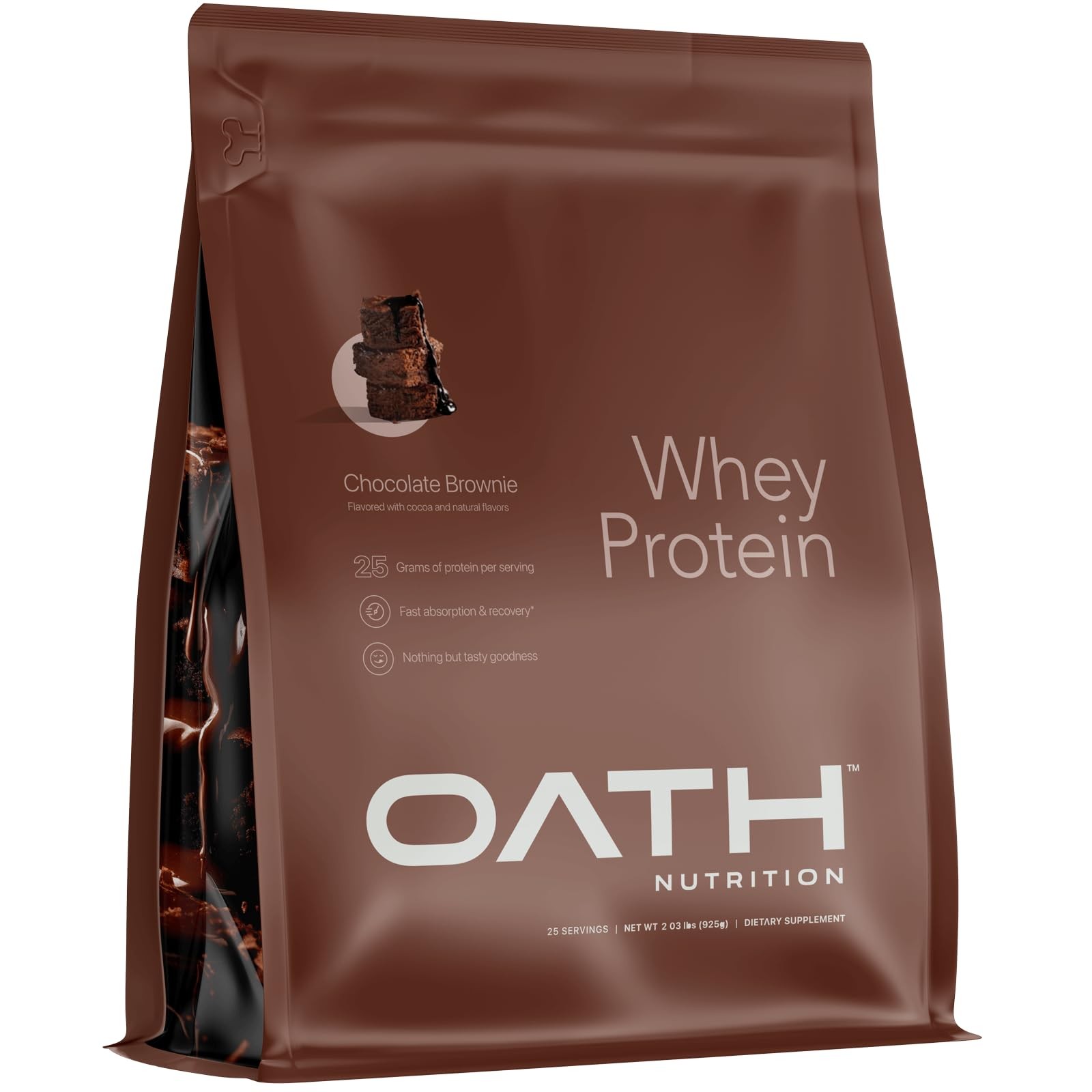 Oath Nutrition Whey Protein Powder, Chocolate Brownie, 25 Grams Protein And