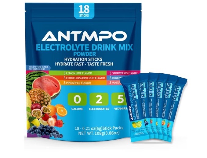 ANTMPO Electrolyte Drink Mix Powder Hydration Sticks 18 Pack Mix Flavor