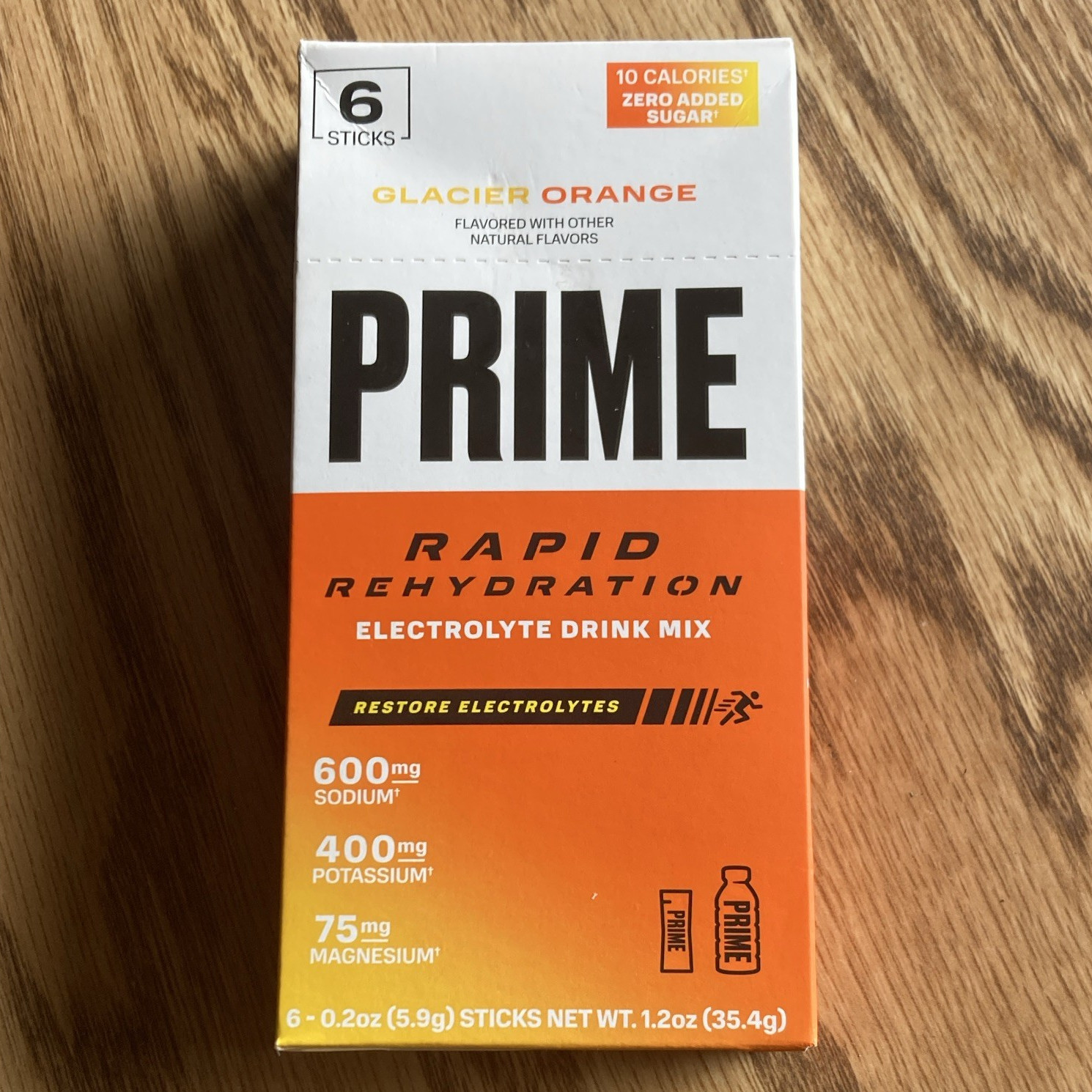 PRIME Rapid Rehydration Electrolyte Drink Mix Glacier Orange 6 Sticks 1.2 oz