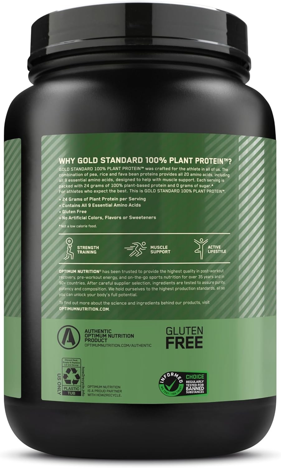 New Optimum Nutrition Gold Standard 100% Plant Based Vegan Protein Gluten Free