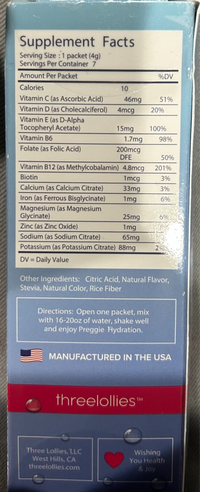 PREGGIE HYDRATION Three Lollies Preggie Hydration Packets – Natural Hydration