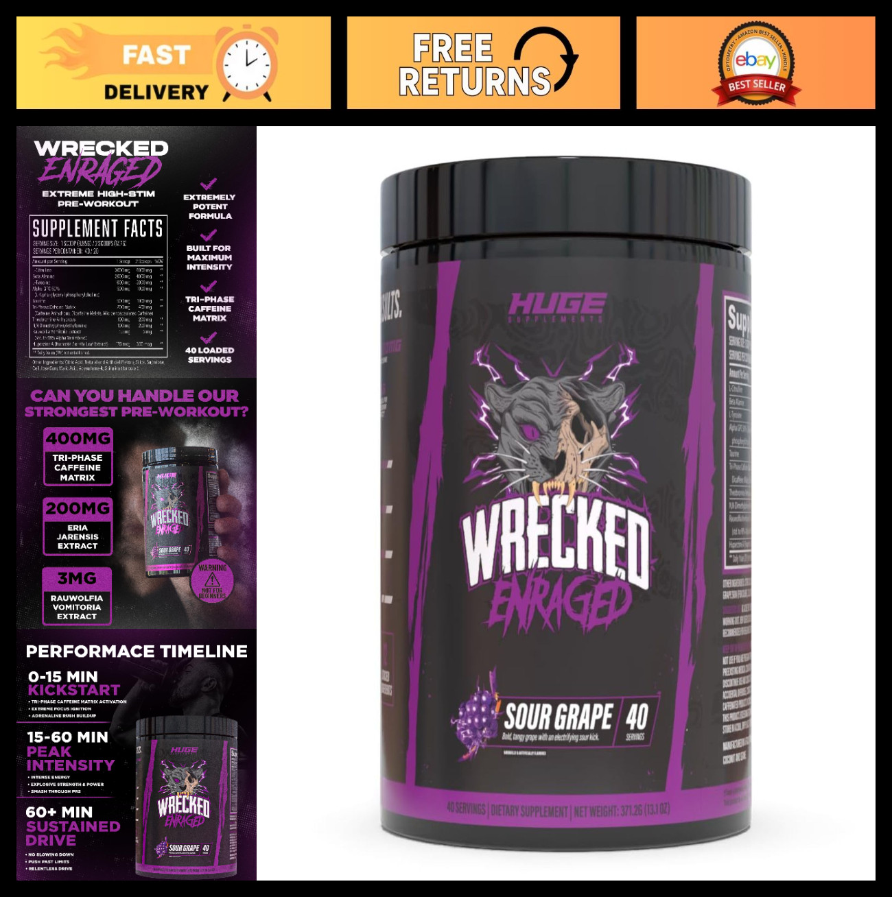 Extreme High-Stim Pre Workout Powder – Intense Energy, Focus & Strength Boost –