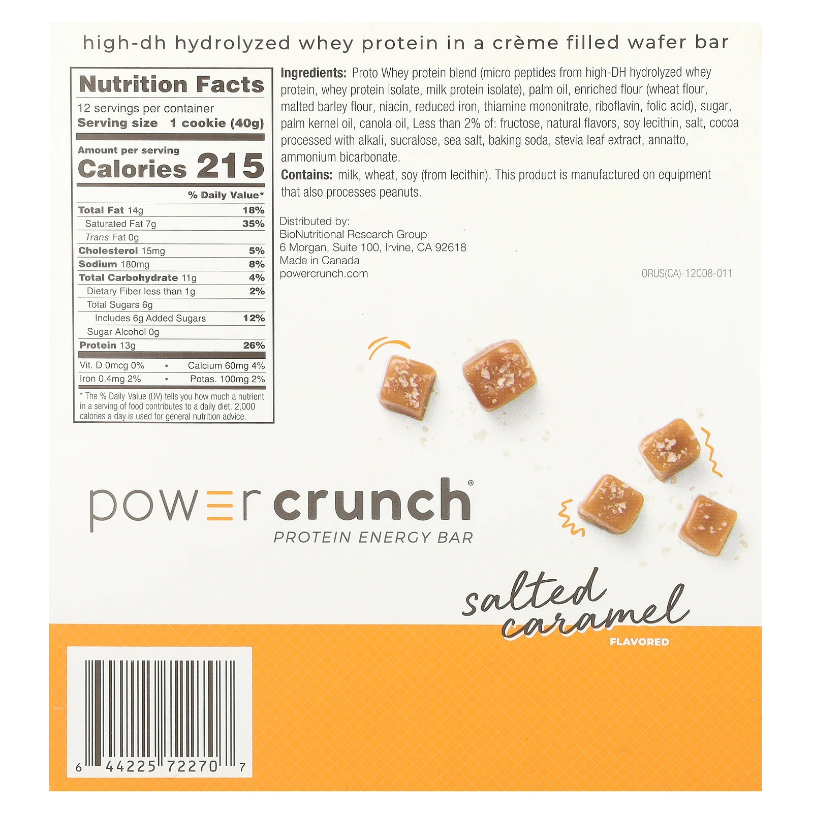 Power Crunch Protein Energy Bar, Salted Caramel, 12 Bars, 1.4 oz (40 g) Each