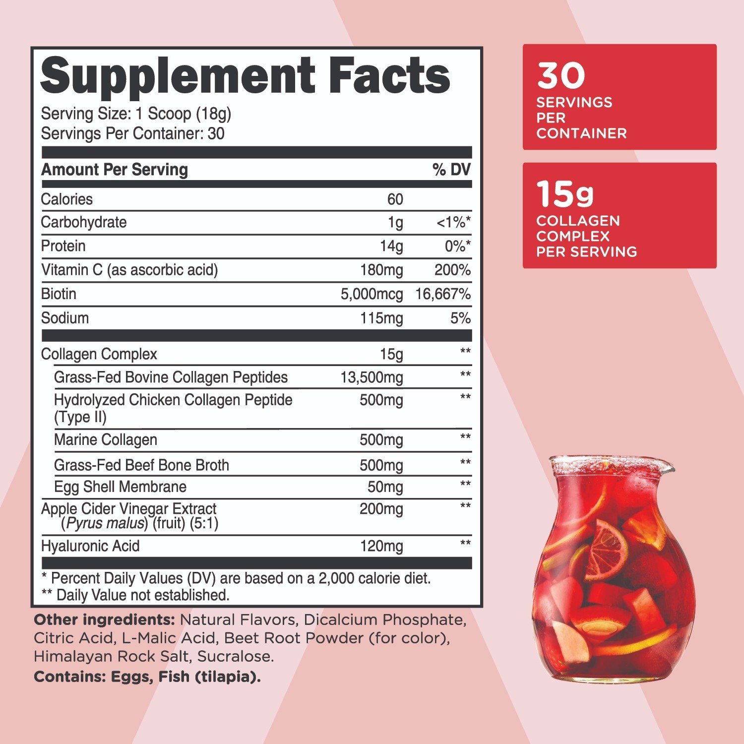 TransformHQ Beauty Collagen (30 Servings) Fruit Punch – Hair, Skin, & Nails