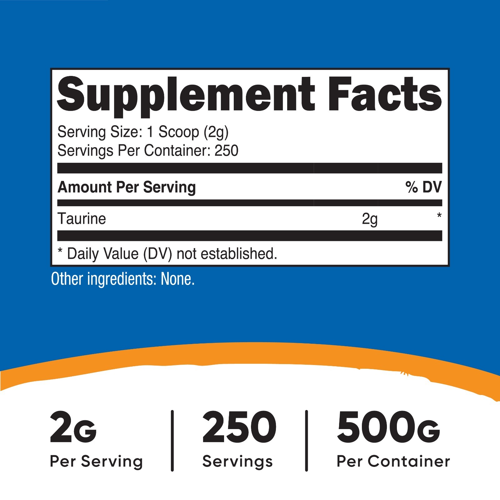 Nutricost Taurine Powder 500 Grams – 250 Servings, 2000mg Per Serving