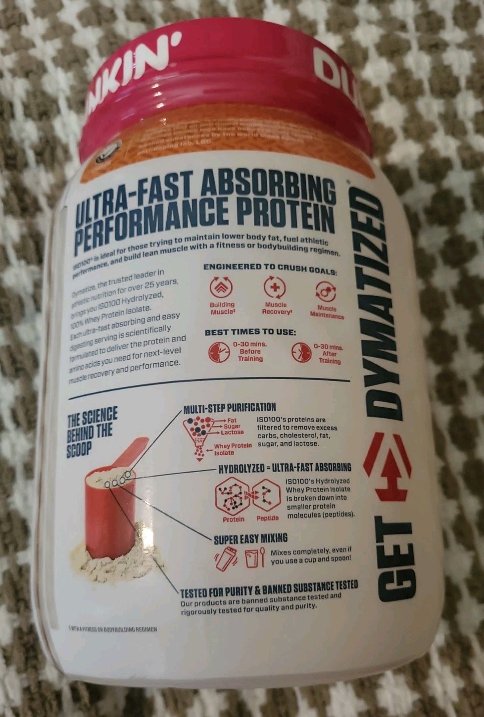 Dymatize IS0 100 Hydrolyzed Dunkin Glazed Donut Protein Powder 1.34LB -E: 10/26+