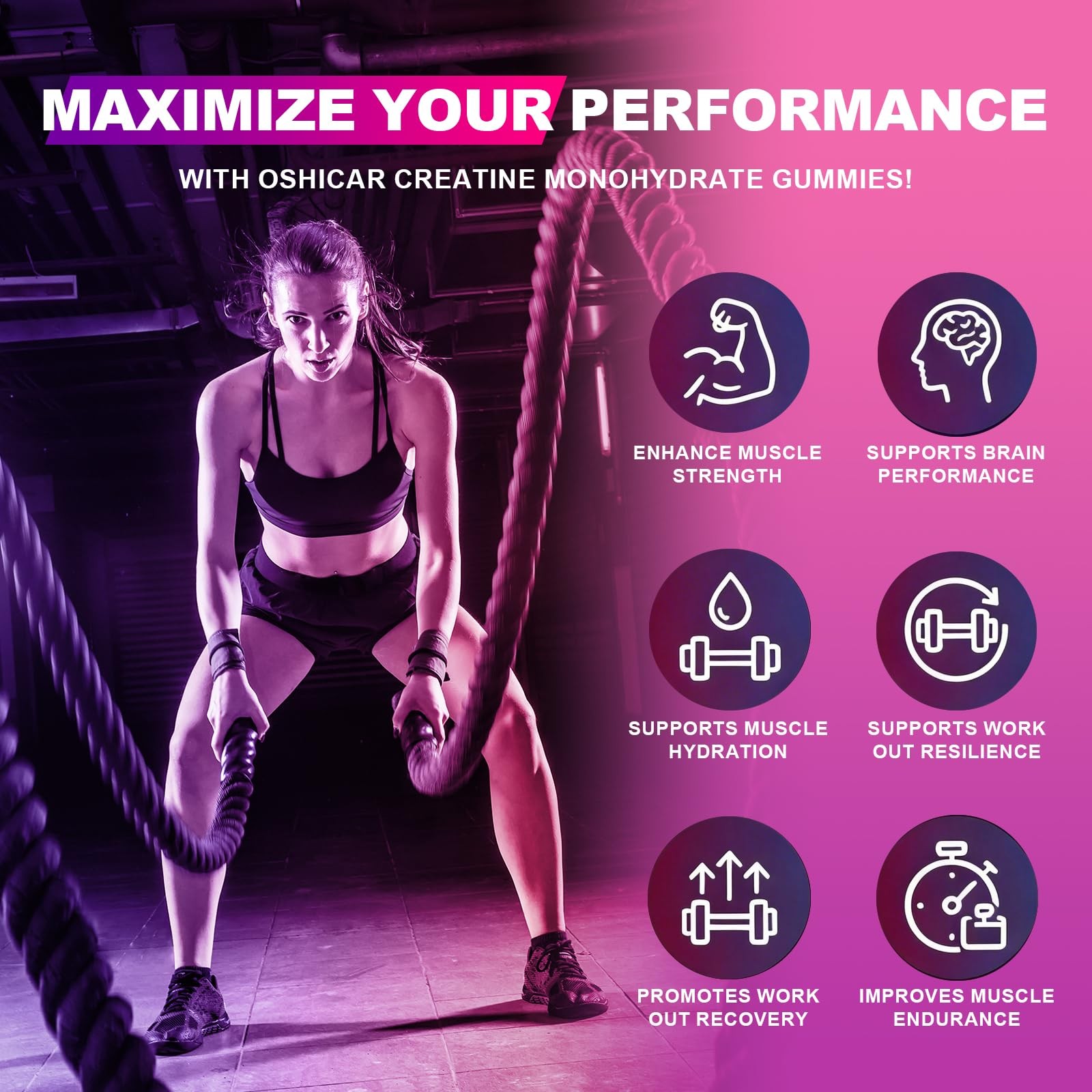 Creatine Gummies for Women, 3 Gummies = 5g Creatine Monohydrate with L-Carnit…