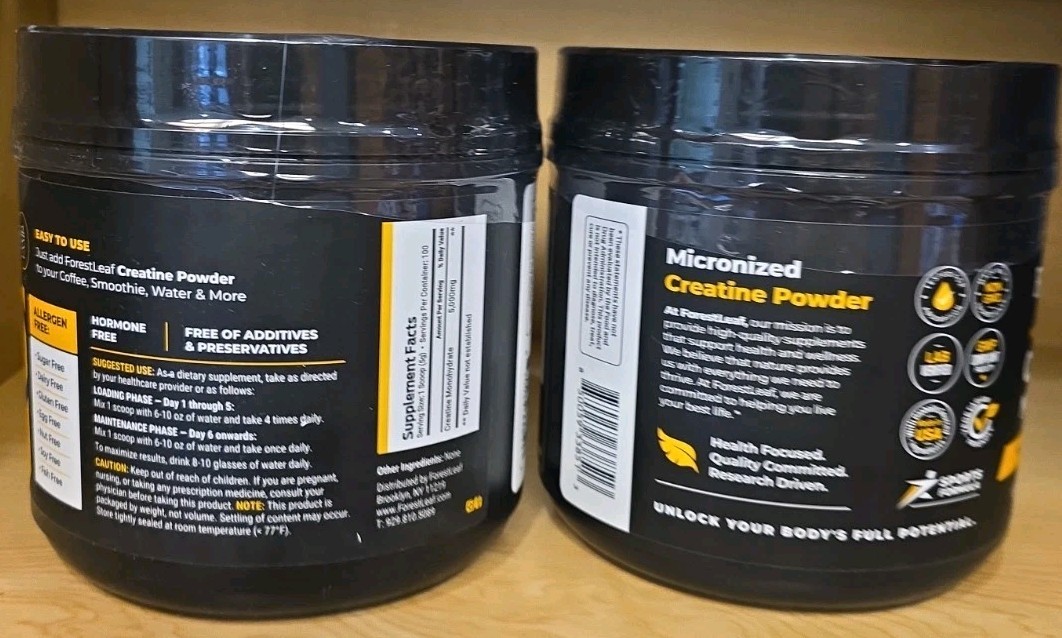 Lot of 2 ForestLeaf Creatine Monohydrate Powder 500g – 100 servings each – 12/28