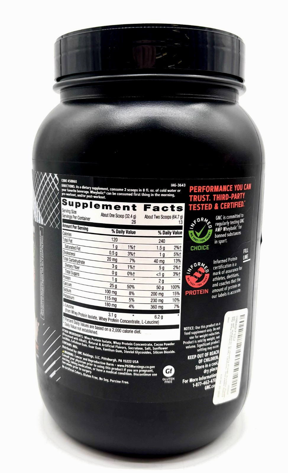 GNC AMP Wheybolic Original Whey Protein: Chocolate Fudge Flavor Brand New