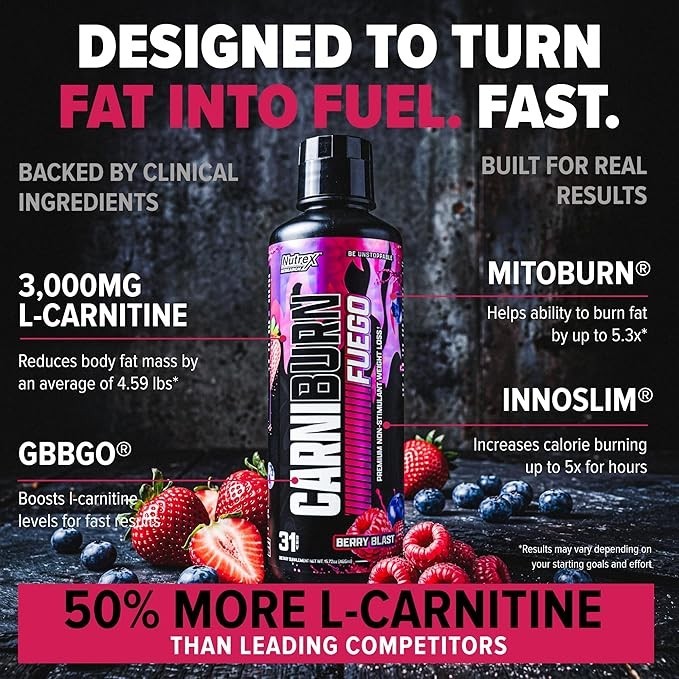 Nutrex Carniburn Liquid L-Carnitine 3000mg Metabolism Support 17.52 fl oz