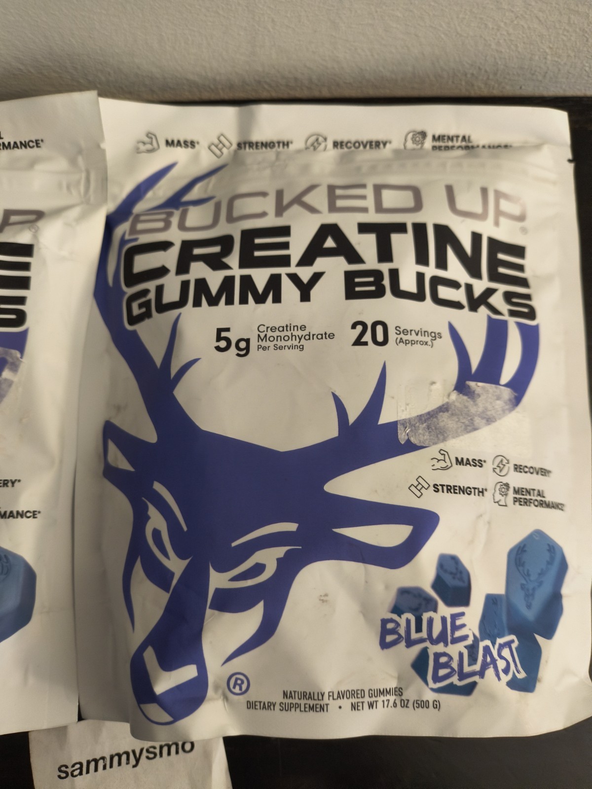 Bucked Up Gummy Bucks, Gummies Blue Blast 5g 20 Servings, 17.6 oz x2 exp 2027