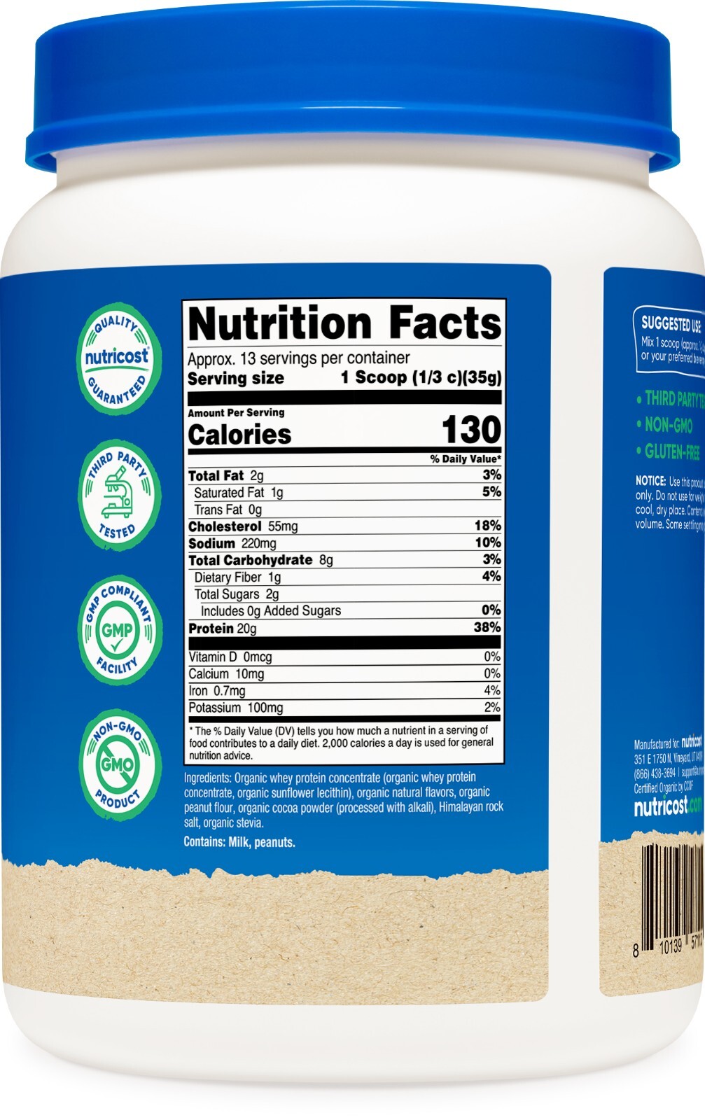 Nutricost Organic Whey Protein Concentrate, Chocolate Peanut Butter Flavored 1LB
