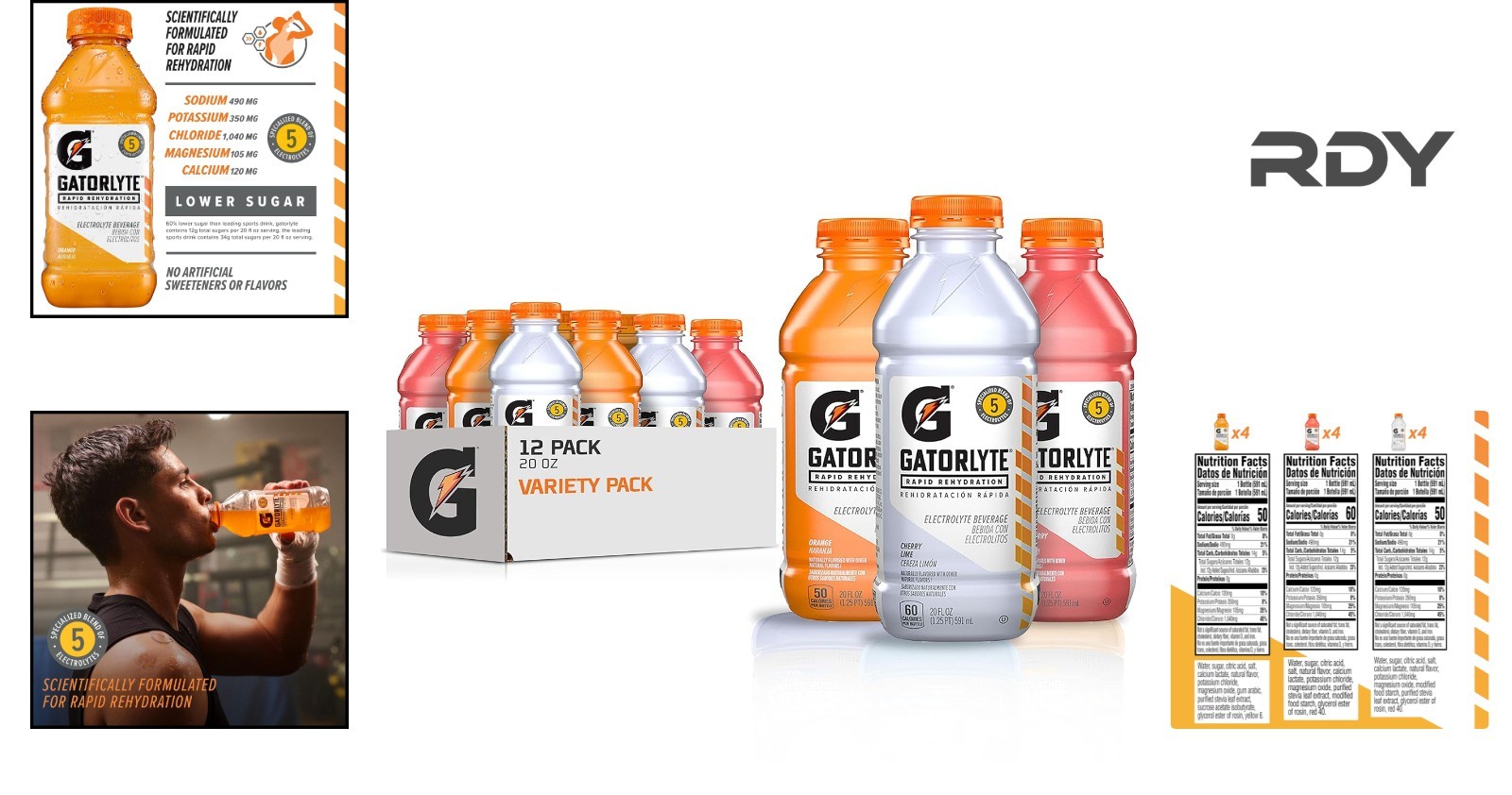 Hydrate Healthily: Gatorlyte Electrolyte Drink Variety Pack – 5 Electrolytes