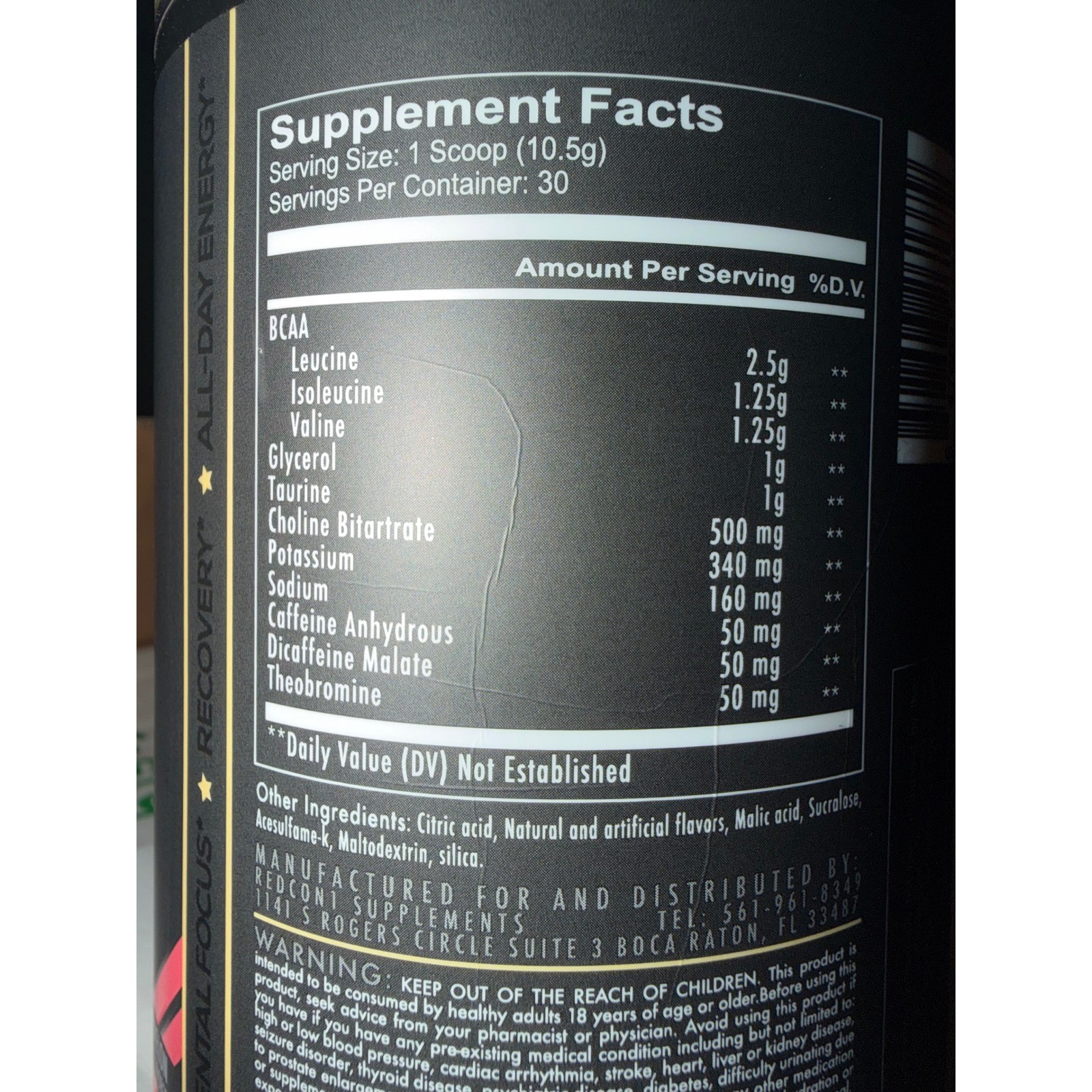 Redcon1 Breach Ballistic Energized BCAA Watermelon 30 Servings Muscle Recovery