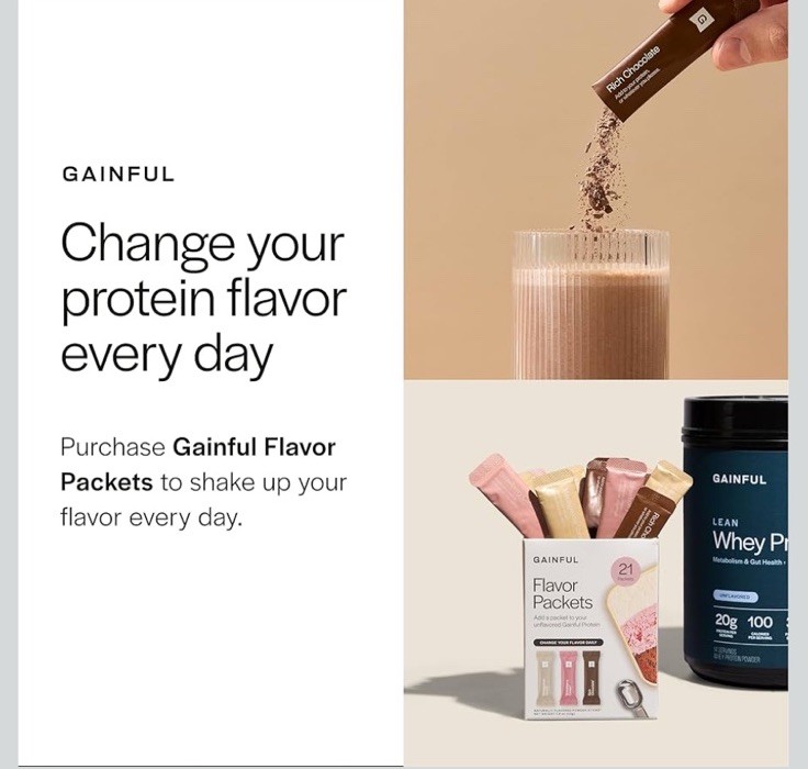 Gainful Everyday Whey Protein Powder, 23g Protein Serving, Unflavored, 1/27