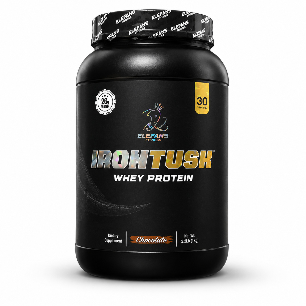 Elefans IRONTUSK Whey Protein Chocolate 2lb 26g Protein 30 Servings BCAA