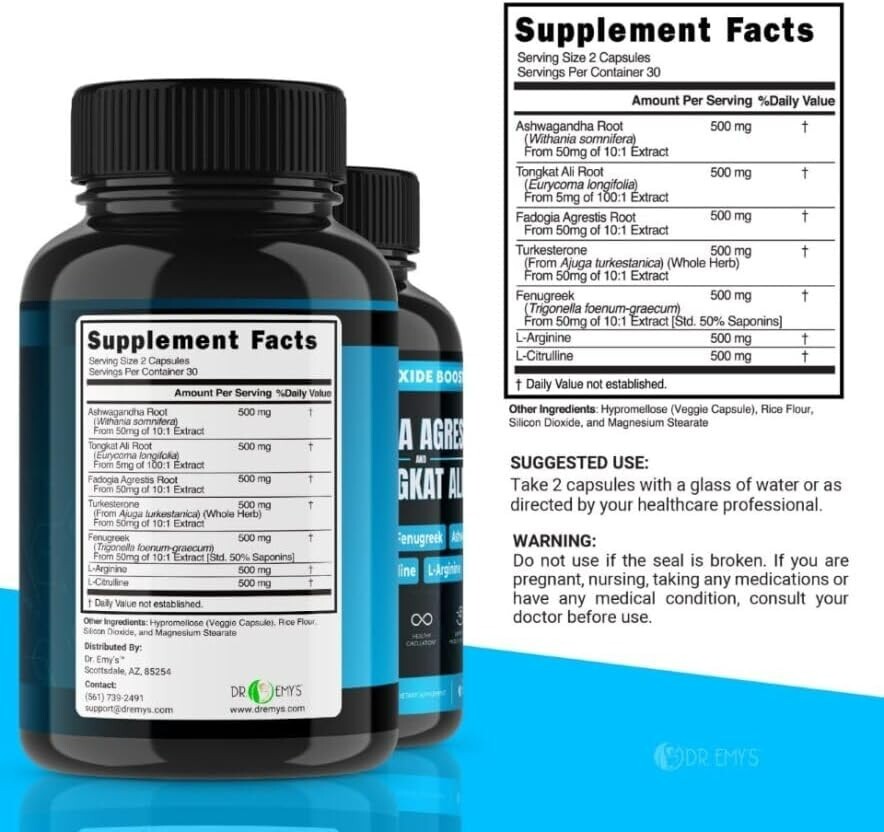 (3 Pack) Testosterone Supplement Booster Capsules Blood Flow Nitric Oxide