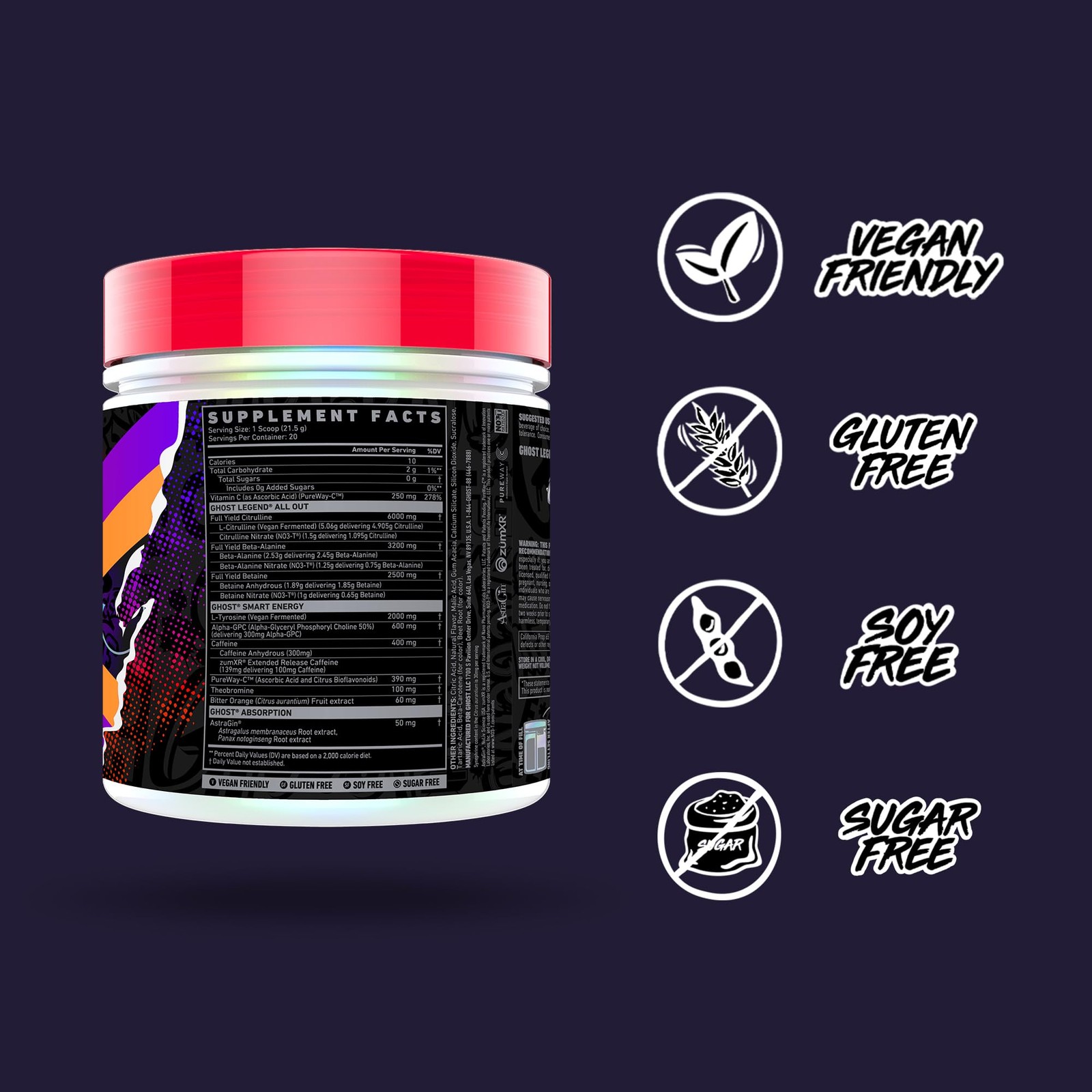 GHOST Legend All Out Pre Workout Powder Orange Cream 20 Servings Pre Workout