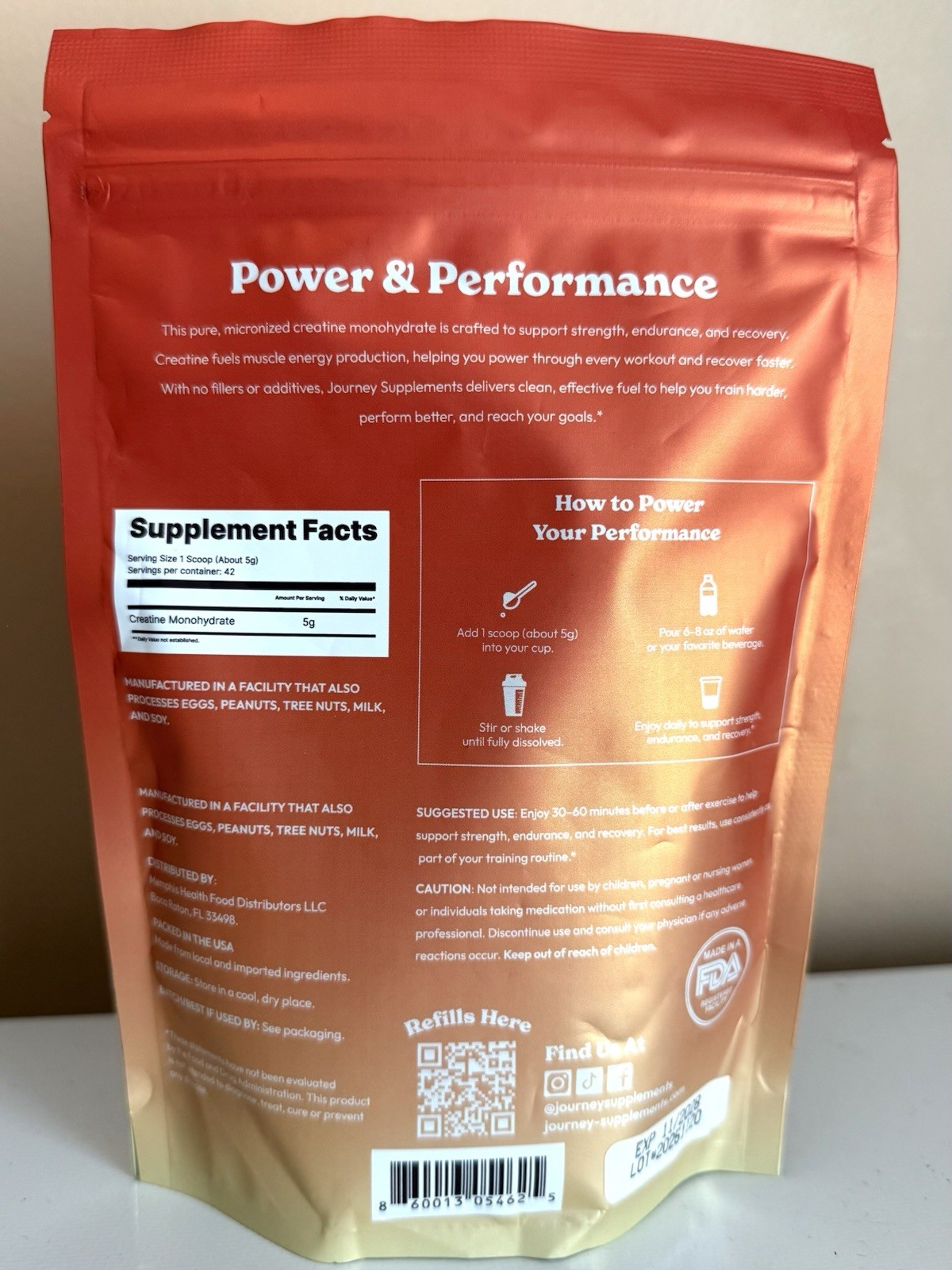 JOURNEY WOMEN CREATINE MONOHYDRATE UNFLAVORED (42 DAY SUPPLY) SEALED EXP 11/2028