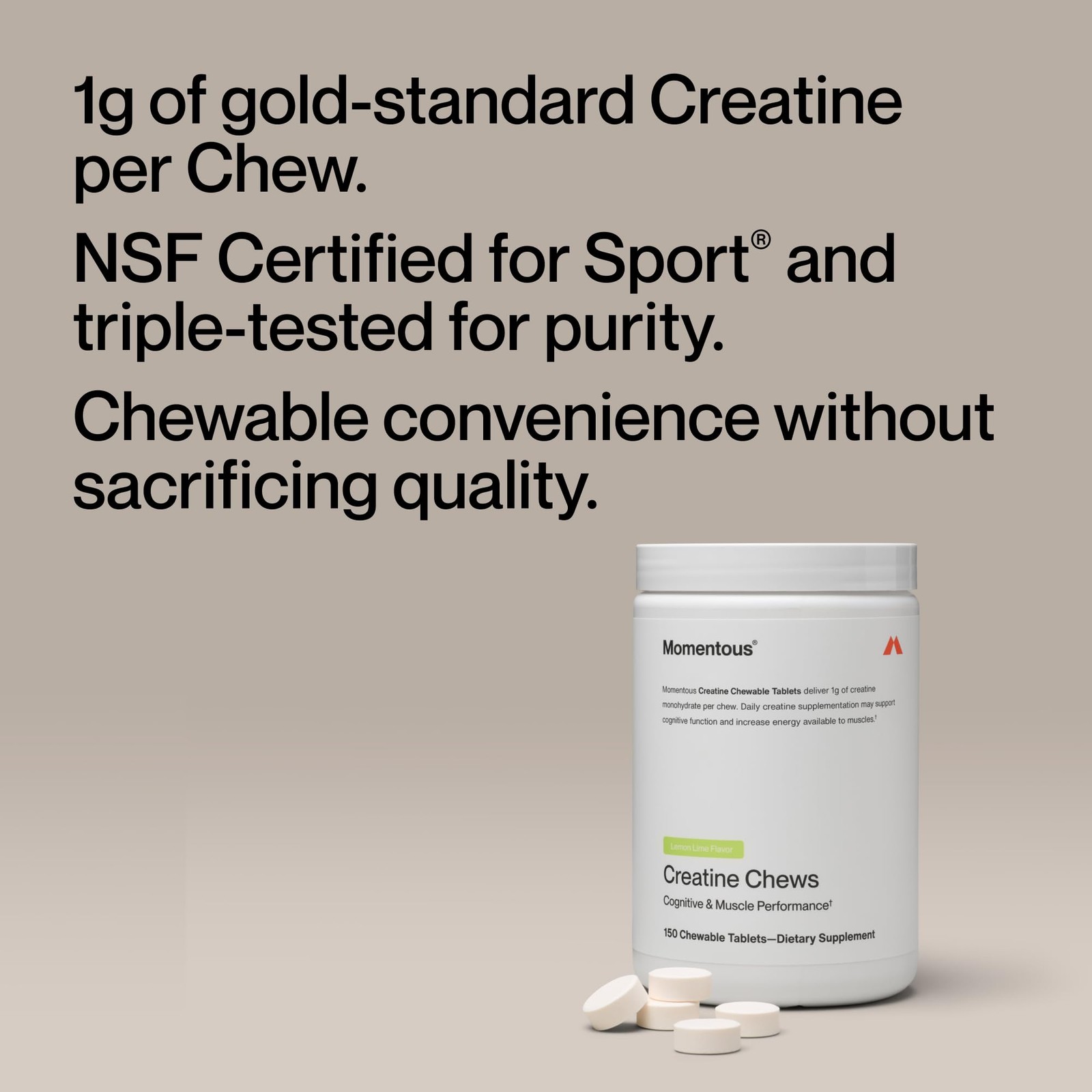 Momentous Creatine Chews Creatine Monohydrate Supports Strength, Lean Muscl…