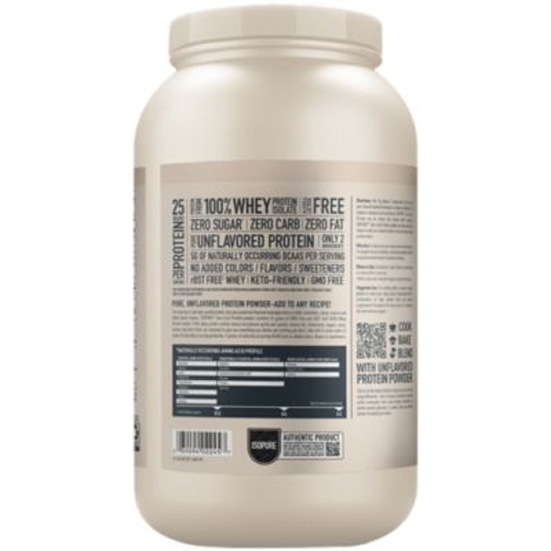 100% Whey Protein Isolate Zero Carb – Unflavored (3 Lbs. / 47 Servings)