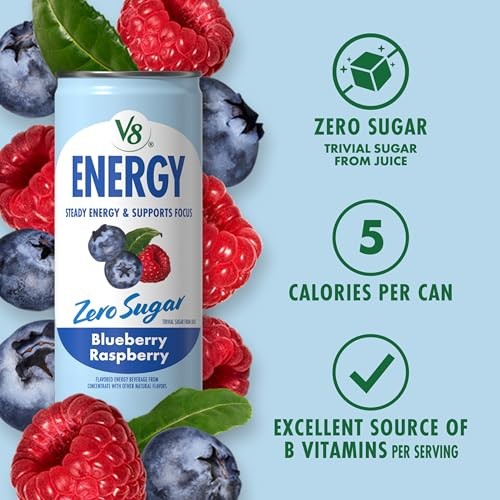 Energy 8 fl. oz. Can (6 Pack of 6 (8 Fl Oz) Zero Sugar Blueberry Raspberry
