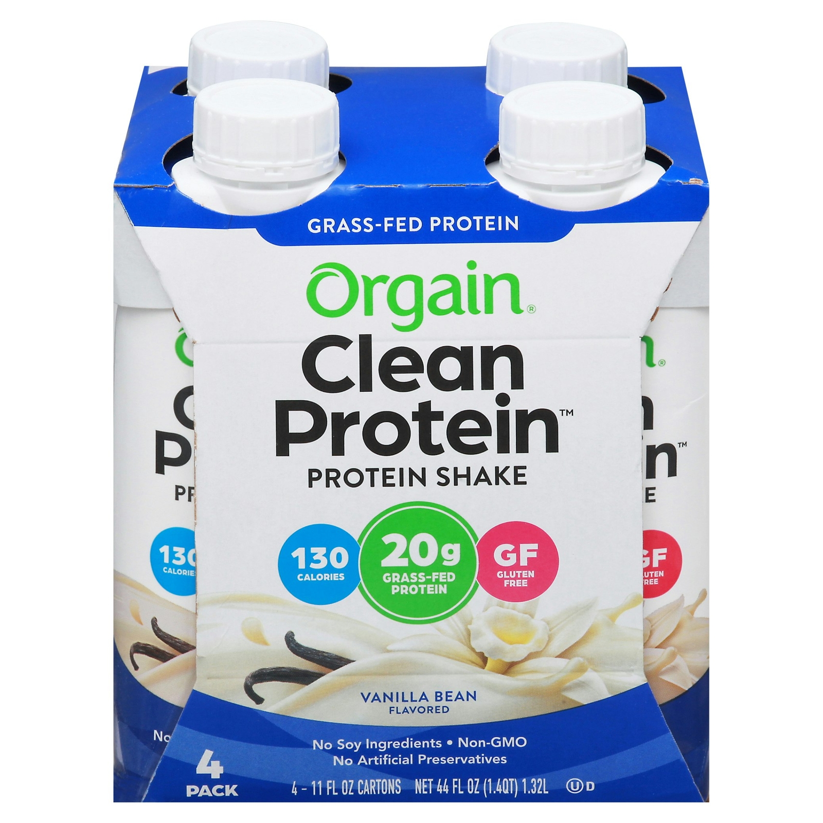 Orgain Grass-Fed Ready-to-Drink Protein Vanilla 4-Pack 44 fl oz (Pack Of 3)