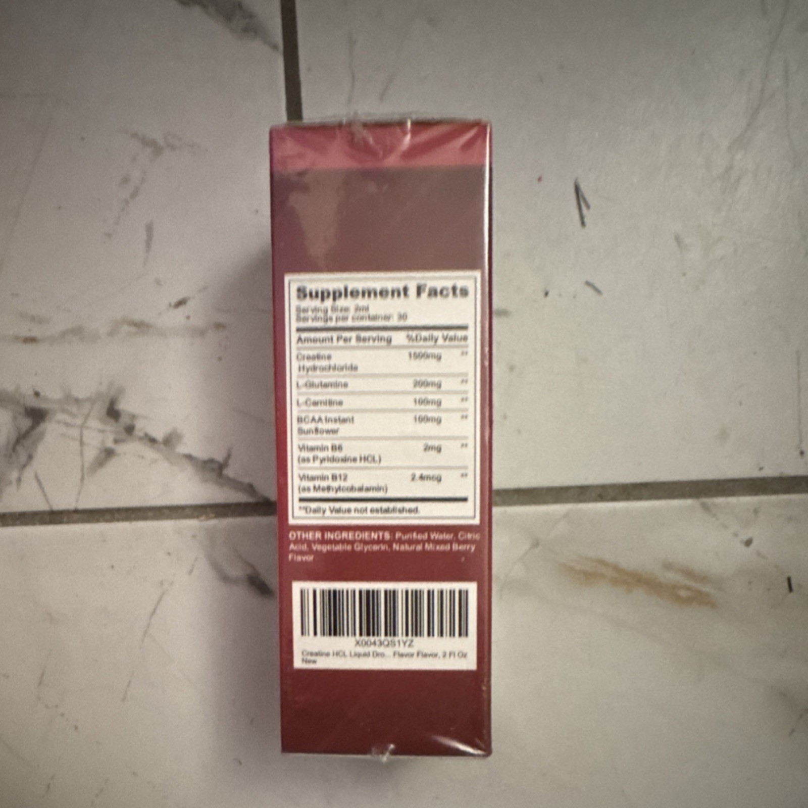 Hovika Creatine HCL Drops Mixed Berry 2 fl oz L-Glutamine L-Carnitine BCAA