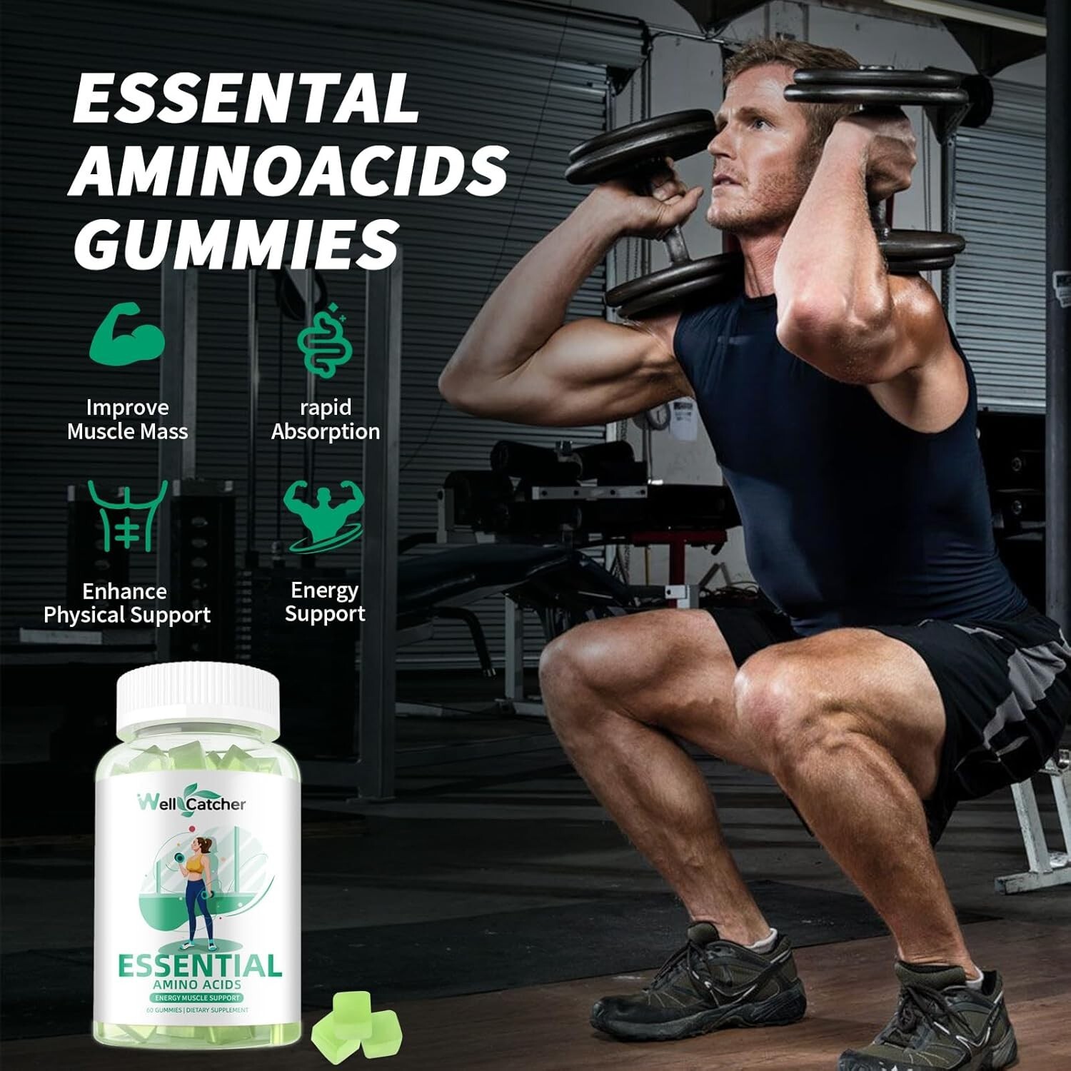 EAA Gummies Essential Amino Acids – All 9 Essential Aminos and All Branched-C…