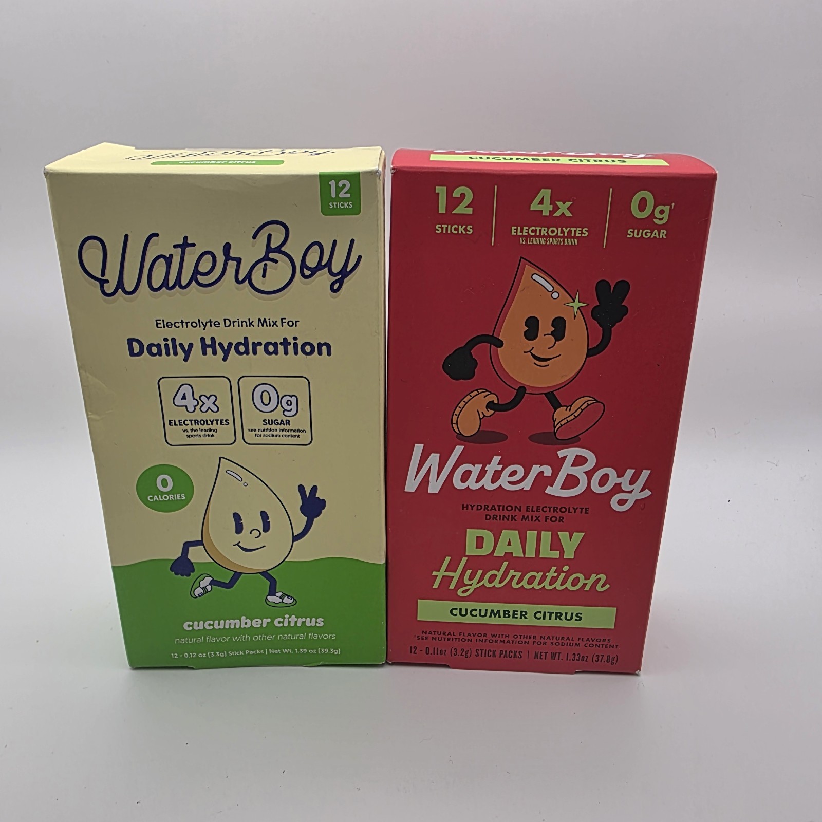 2 Water Boy Daily Hydration Cucumber Citrus Flavored Electrolyte Drink Mix 12 Ct
